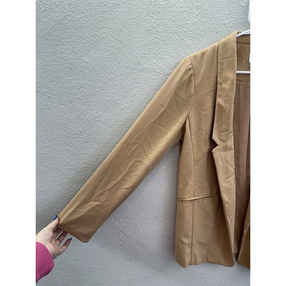 LC Lauren Conrad Womens Blazer Size 12 Brown Long Sleeve Open Front Collared - Picture 4 of 14